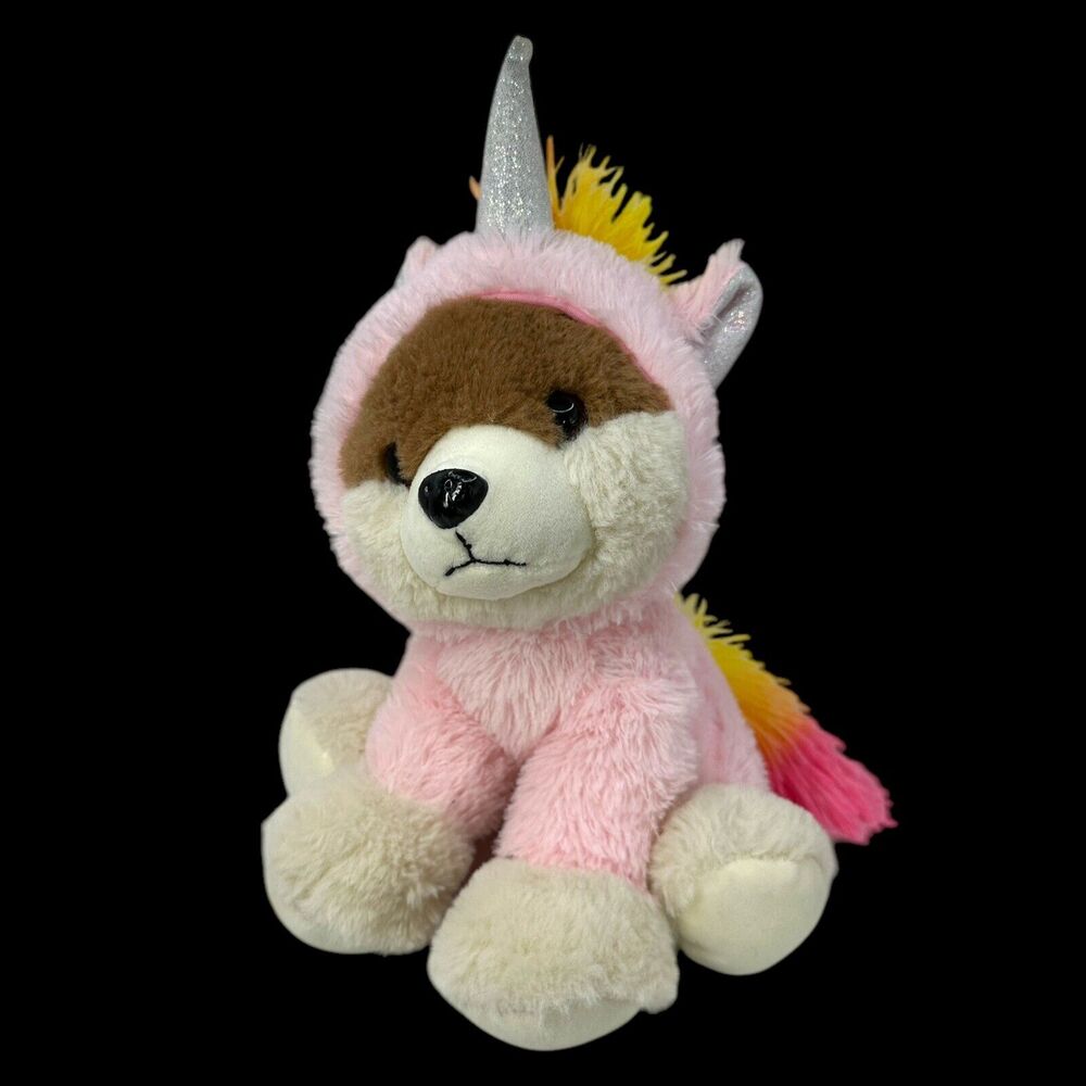 Shiba Pomeranian Dog in Unicorn Outfit Soft Plush Toy Animal 8.5 Inches